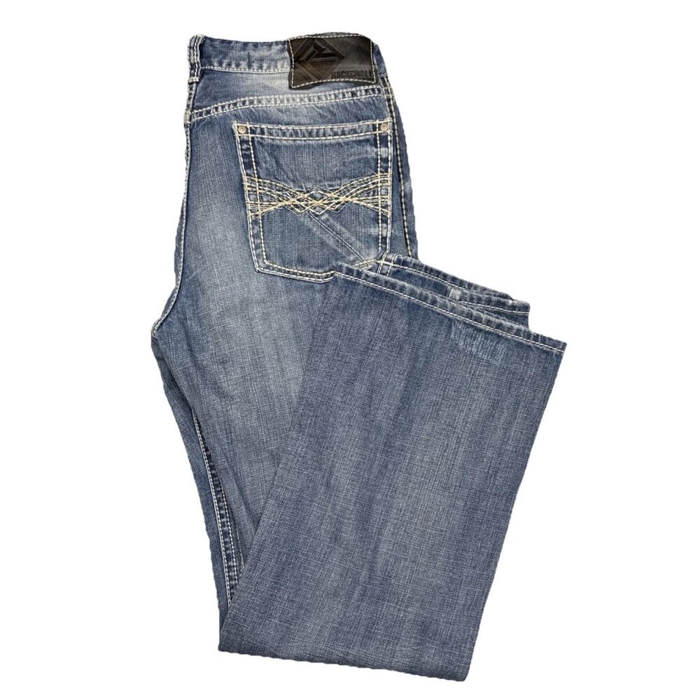 Rock & Roll Denim Pistol Regular Bootcut  Jeans Men’s 40x34 Light Wash Western